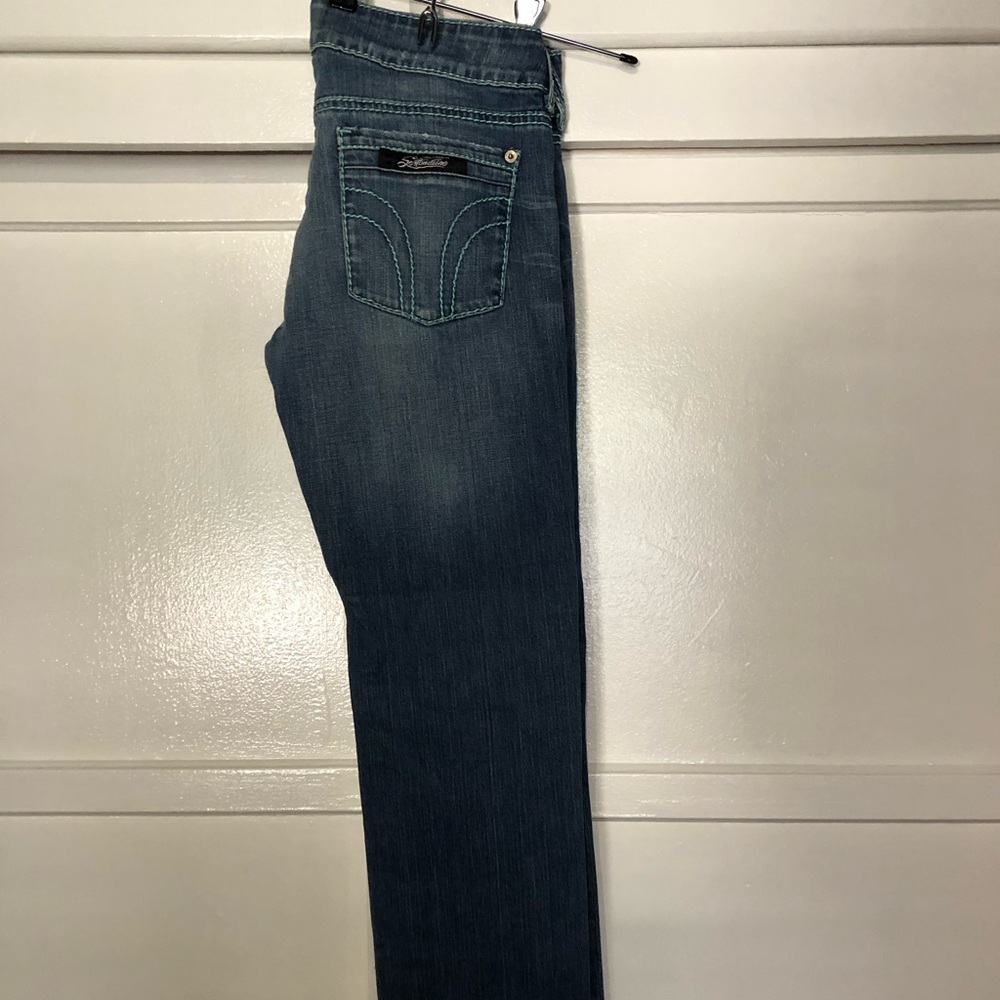 Serfontaine cropped jeans, aqua stitching